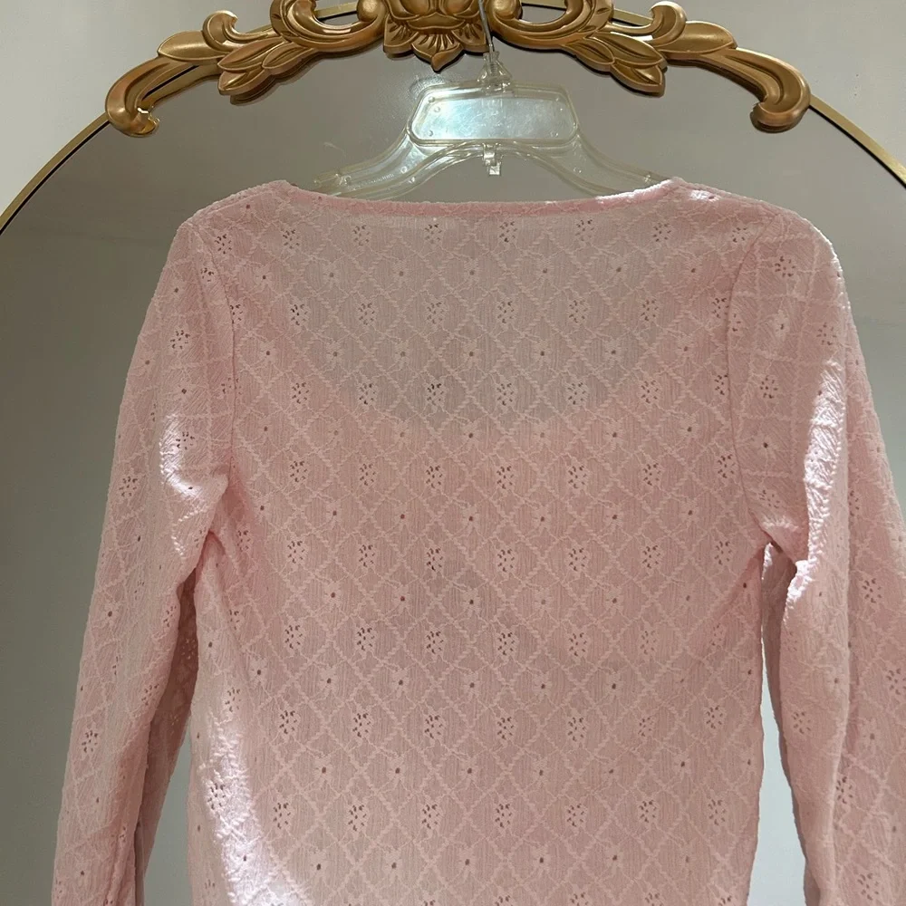 NWT Pink Eyelet Tie-Front Cotton-On Babydoll Top XS